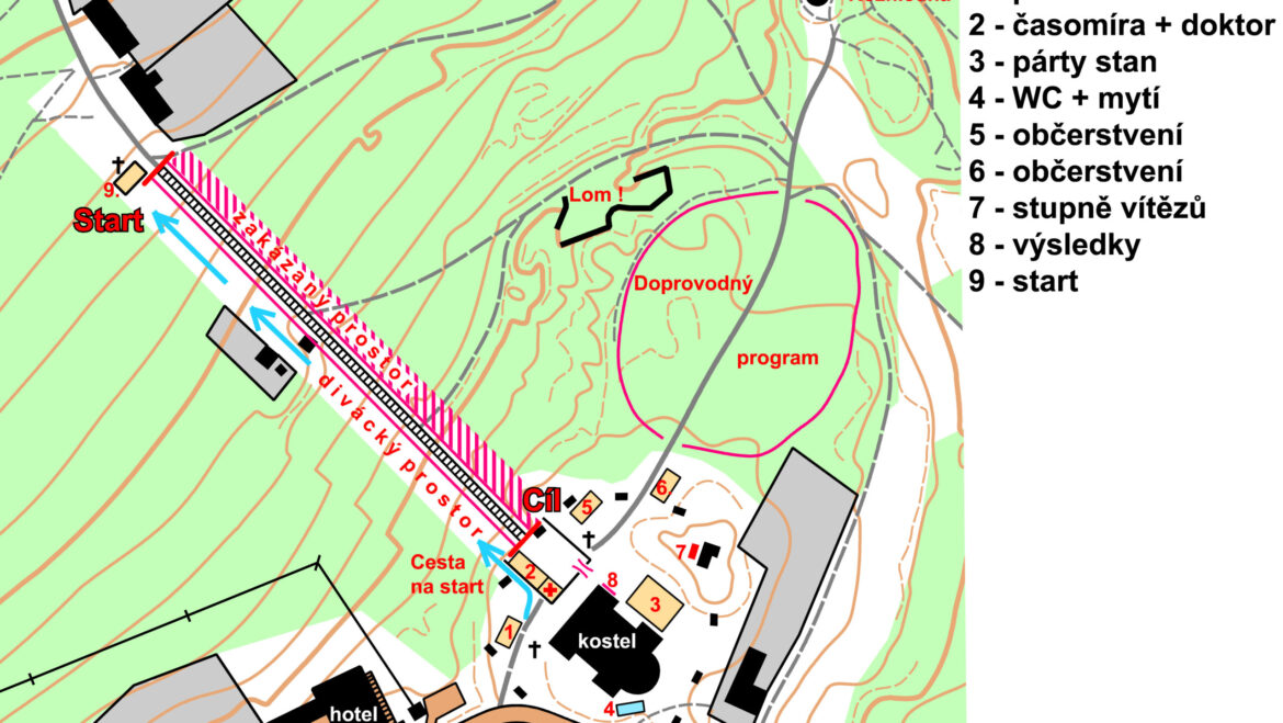 Plánek centra závodu Cvilínské schody 2019